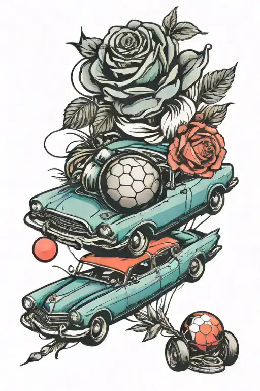 Car And Ball With Rose
