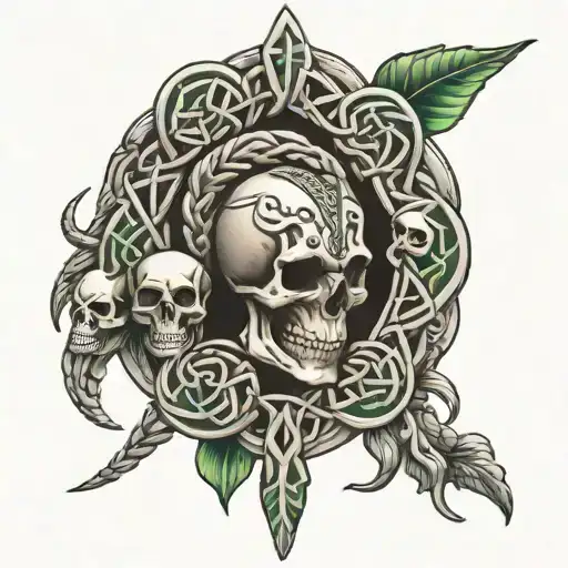 Celtic Braid And Skulls Forearm