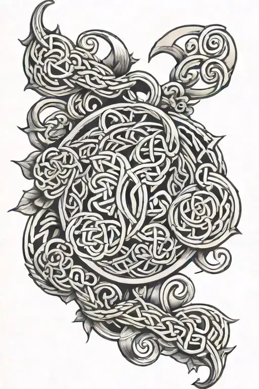 Celtic Braid Mix Forearm Tattoo Design