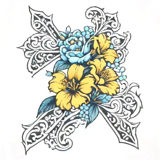 March Birth Flower Cross