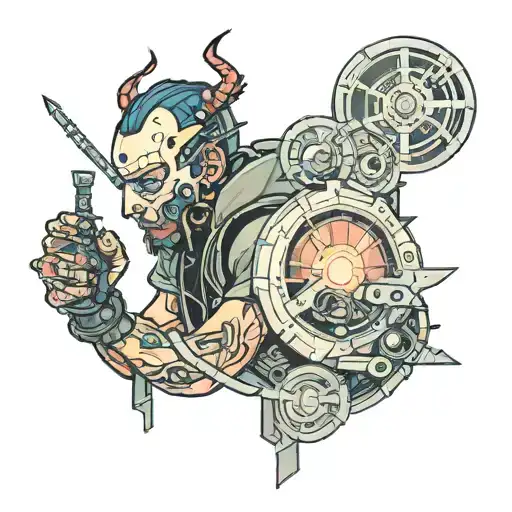 Cyberpunk Man At The Crossroads Of Peace And Chaos