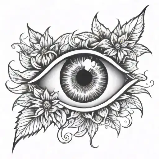 Realistic Eye With Sunflower Reflection