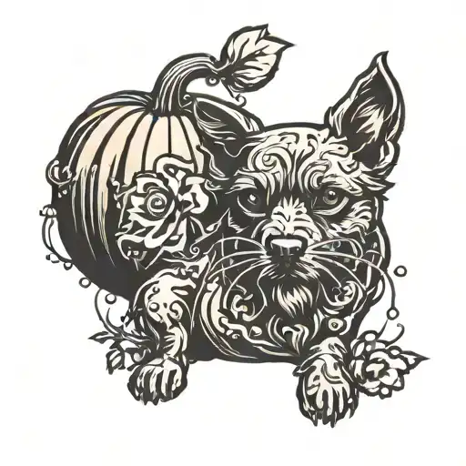 Pumpkin And Small Dog Silhouette
