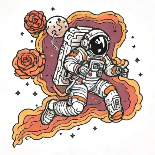 An Astronaut Floating In Outer Space With A Broken Heart