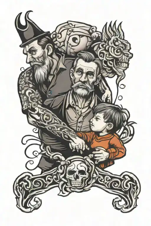 Father And 2 Sons Holding Hands