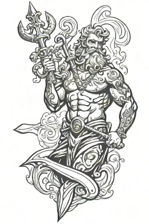 Pinup Male Poseidon Trident Sexy