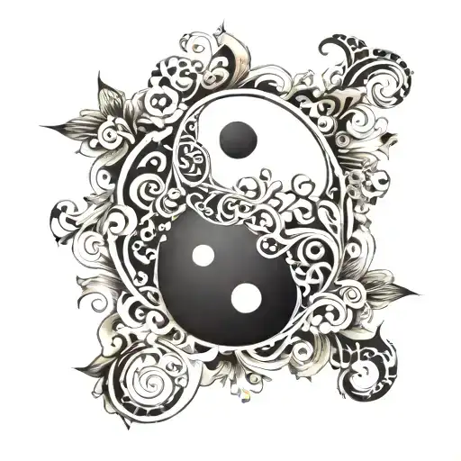 Patterned Yin And Yang Symbol