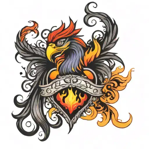 Phoenix Flames Love Heart