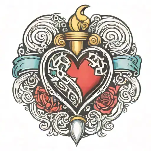 Captain Planet Earth Wind Fire Water Heart Shaped Lock