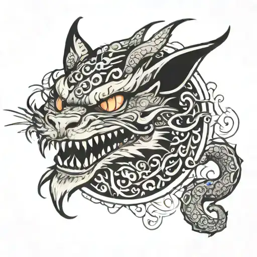 Cat Dragon Sun Evil Smile