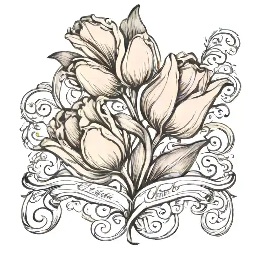 Tulips With A Caligraphy Word Elegance Consider Elements