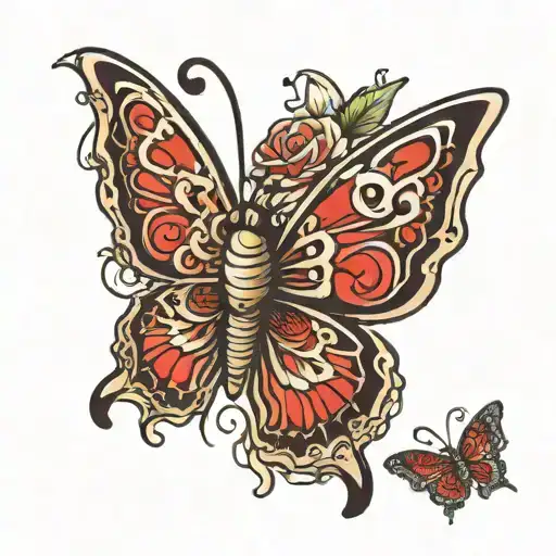 Butterfly K Tattoo Color Red