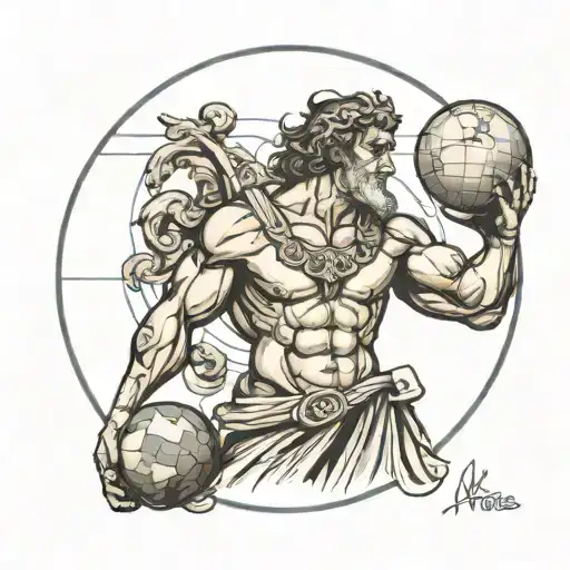 Greek God Atlas With Globe On Shoulders