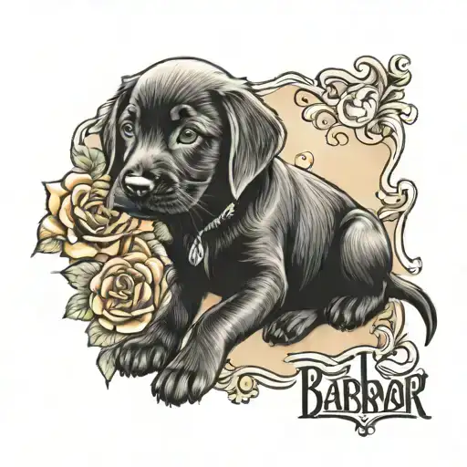 Baby Labrador With Name Candy Incorporated In The Drawing