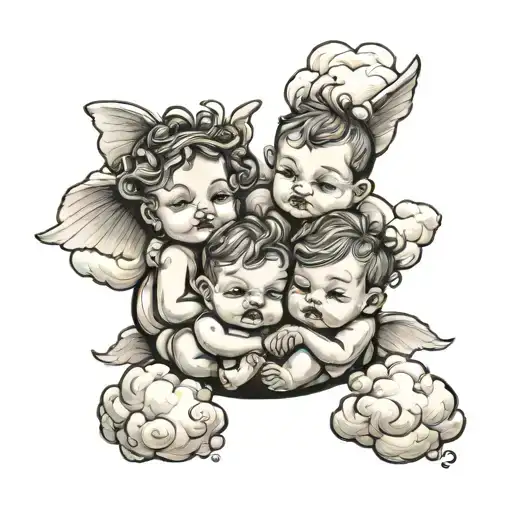 3 Babies On A Cloud With Diapers