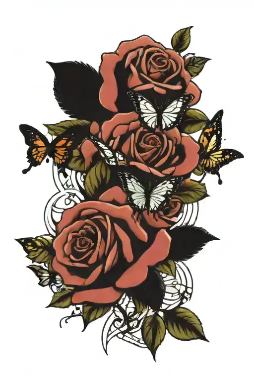 Roses And Butterflies With Money