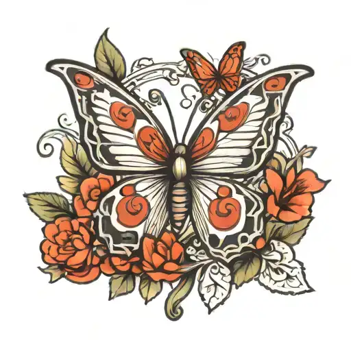 Butterfly K Tattoo Color Red Ephasise Letter K All Red