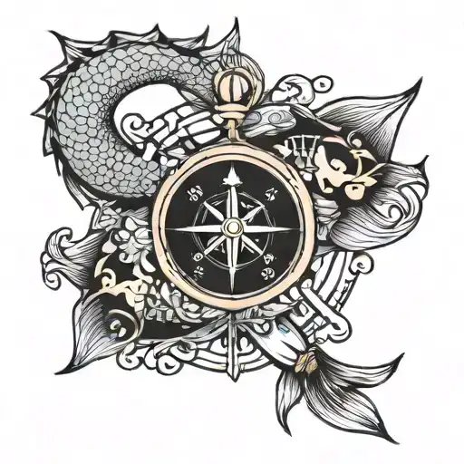 Pisces Sign With Number 33 A Compass