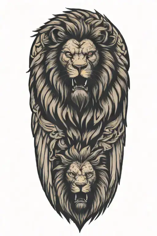 Lion And Eagle Facing Opposite Sides