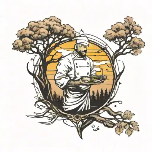 Chef Knif With Some Trees Sunrise