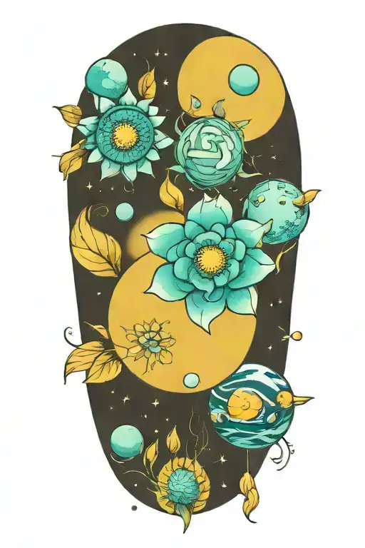 A Floral A Stylized Solar System Planets