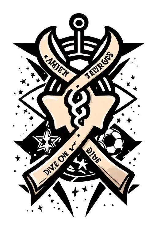 Awareness Tattoo For Type One Dive Medic Symbol Surrounded With Stars And Sports Stuff