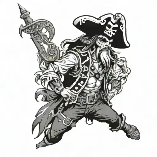 Full Body Black And White Pirate