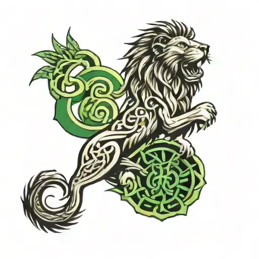 Celtic Cross Lion Heds