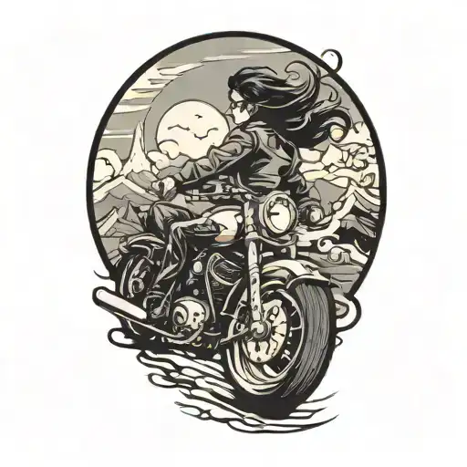 Woman Riding Motorcycle Speeding Along