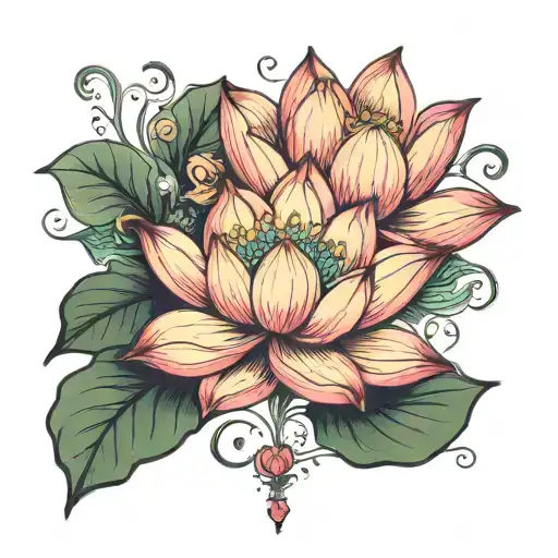 Lotus Flower With Hearts And Name Nina Kyami