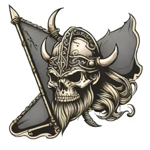 Viking Warrior Skull Sail Boat Sailing