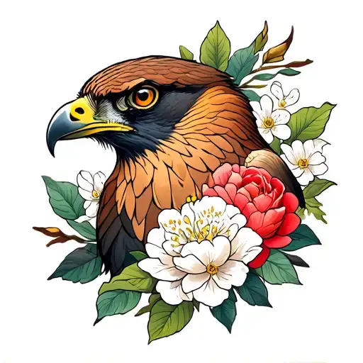 Hawk With Jasmine And Peony