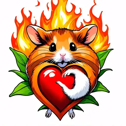 Fireball Lily And Hamster Paws And Heart Symbolizing Love