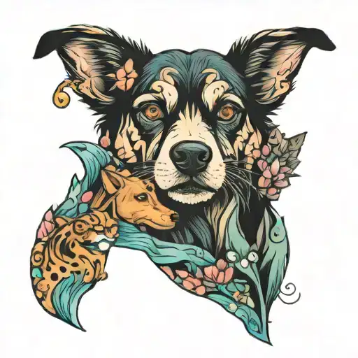 Alaska And Florida Sleeve Tattoo With Dogs And Cats