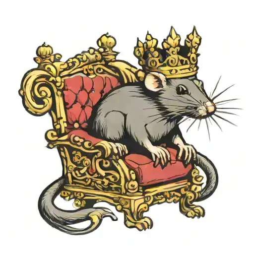 Rat Wearing A Crown Sitting On A Throne