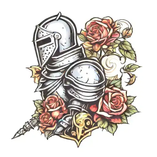 Side Profile Knight Holding A Rose