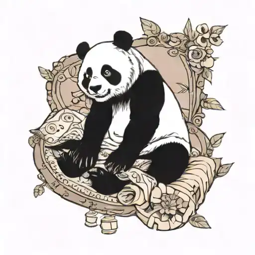 A Panda Lounging In A Bed Surrounded By Cozy Blankets And Pillows