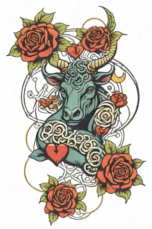 Taurus Zodiac Sign Intertwined Hearts And A Brain