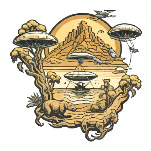 Grateful Dead Ufo Abducting The Bears Fishing In A Desert Oasis