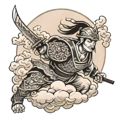 Japanese Warrior With Clouds