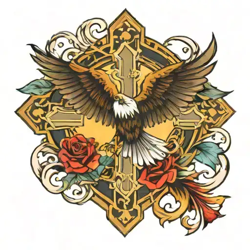 Cross With Eagle Flying