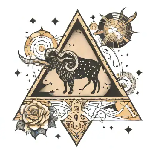Triangle With Aries Sign In There And Aries Constellation