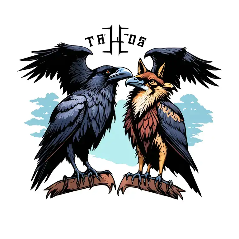 Raven And Vulture And Coyote Head