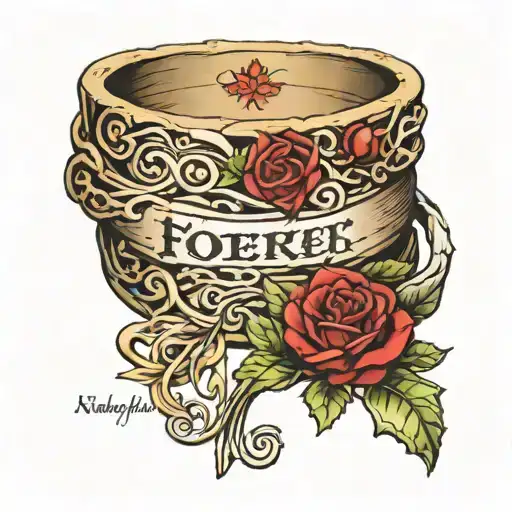 Ring From Lord Of The Rings With The Elvish Word Forever