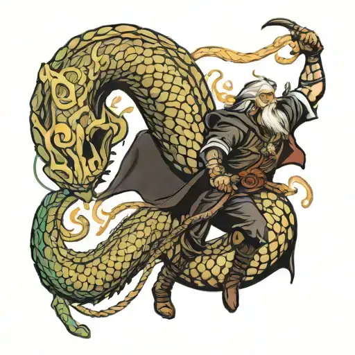 Odin Fights A Giant Serpent