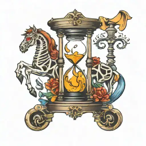 Hourglass With Skeleton Horse Coming Out