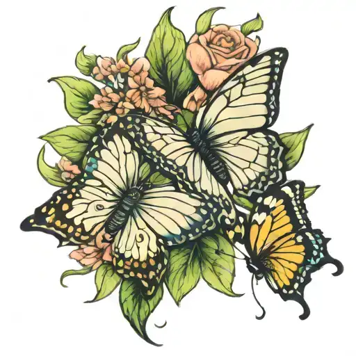 Birth Flower Wrap June And August With 2 Butterflies