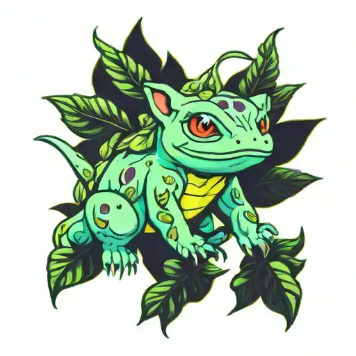 Neon Bulbasaur With Weed Plant