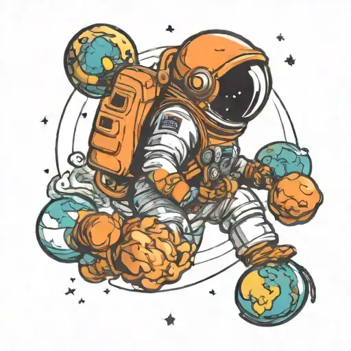 Sad Astronaut Around Planets