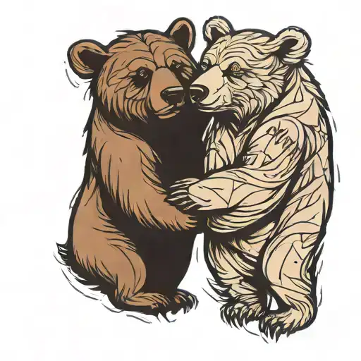 Bear Couple Hugging Minimalist